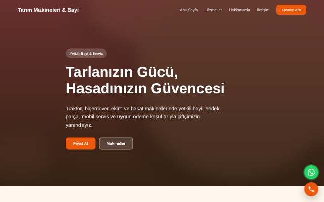 Tarım Makineleri & Bayi — Sıcak Turuncu