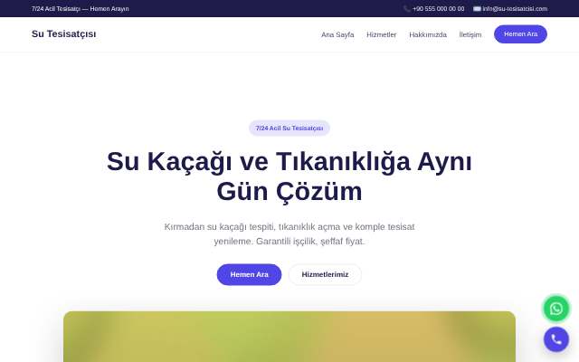 Su Tesisatçısı — Canlı & Modern