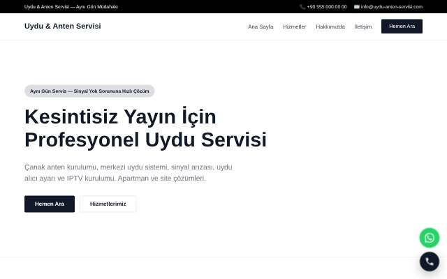 Uydu & Anten Servisi — Minimal Beyaz