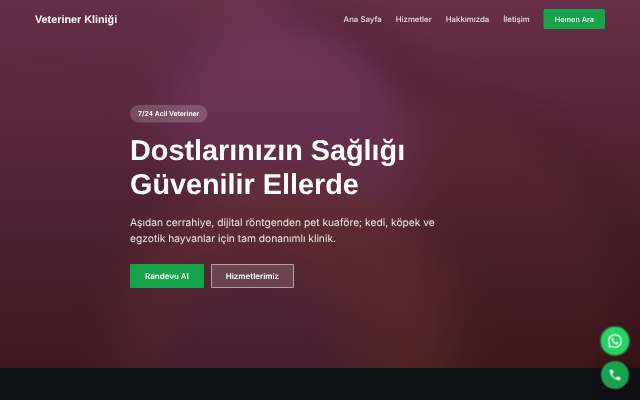 Veteriner Kliniği — Koyu & Güçlü