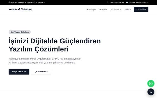 Yazılım & Teknoloji — Minimal Beyaz