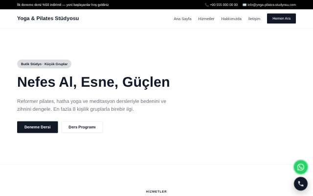 Yoga & Pilates Stüdyosu — Minimal Beyaz