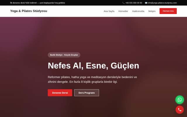 Yoga & Pilates Stüdyosu — Cesur Kırmızı