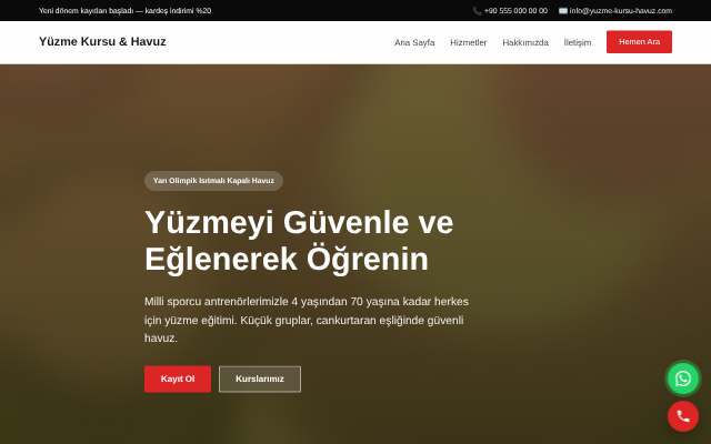 Yüzme Kursu & Havuz — Cesur Kırmızı